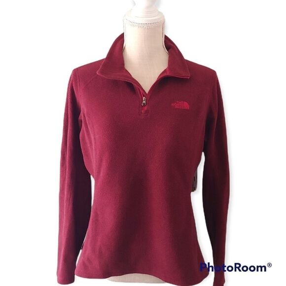 The North Face Barolo Red glacier quarter zip fitted pullover fleece sweatshirt - Picture 1 of 7